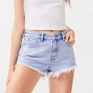 PacSun High Rise Festival Shorts Light Wash Distressed